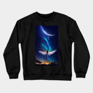 Blue angel donating her wings to the universe Crewneck Sweatshirt